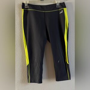 BCG Mid-Calf Leggings Gray w Lime Green Stripe Women's Medium (blemished- paint)